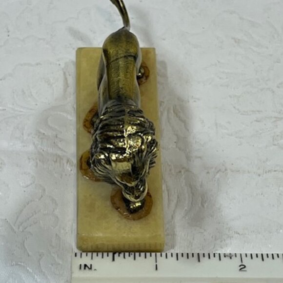VTG Bronze LION Figurine Marble Base Small Paper Weight 3.5" - Picture 7 of 10